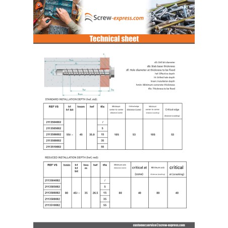 1 x Screw For Concrete Hexagonal Head Flange T8 5X100 Zinc Plated