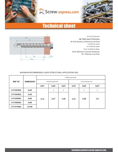 1 x Screw For Concrete Hexagonal Head Flange T8...
