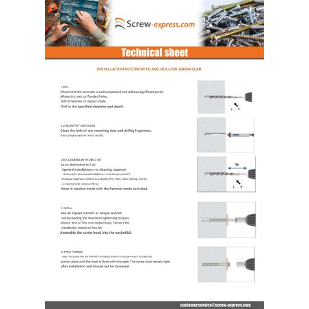 1 x Screw For Concrete Hexagonal Head Flange T8 5X100 Zinc Plated
