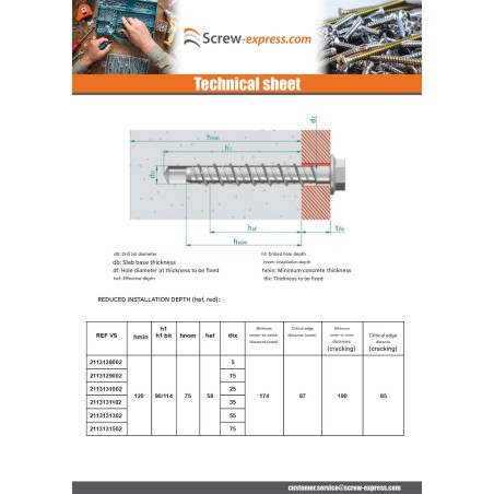 1 x Screw For Concrete Hexagonal Head Flange T18 12X130 Zinc Plated