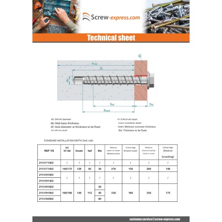 1 x Screw For Concrete Hexagonal Head Flange T24 18X200 Zinc Plated