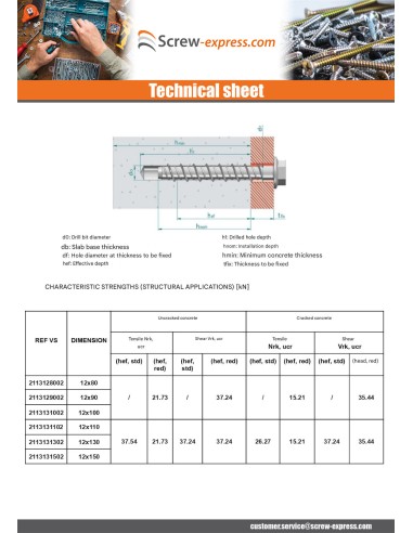 1 x Screw For Concrete Hexagonal Head Flange...