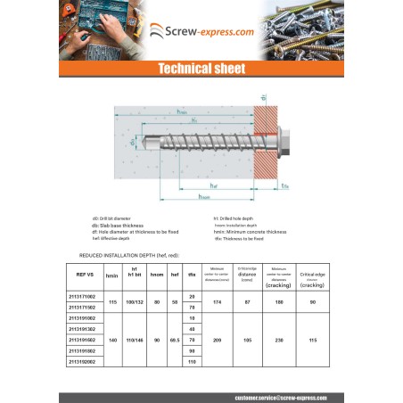 1 x Screw For Concrete Hexagonal Head Flange T24 18X200 Zinc Plated