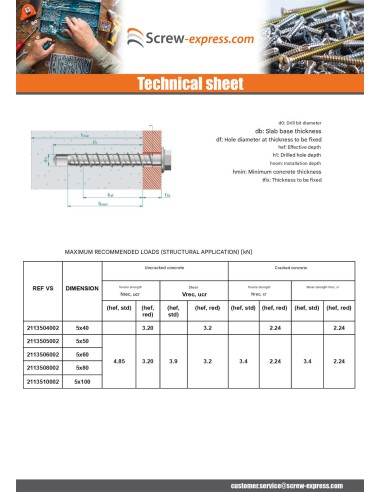 1 x Screw For Concrete Hexagonal Head Flange T8...