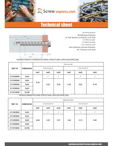 1 x Screw For Concrete Hexagonal Head Flange T8...