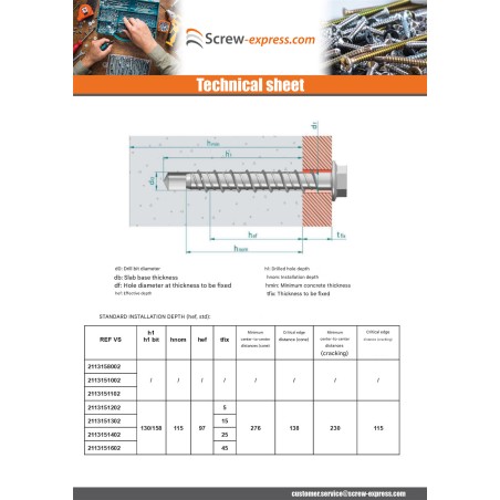 1 x Screw For Concrete Hexagonal Head Flange T21 14X160 Zinc Plated
