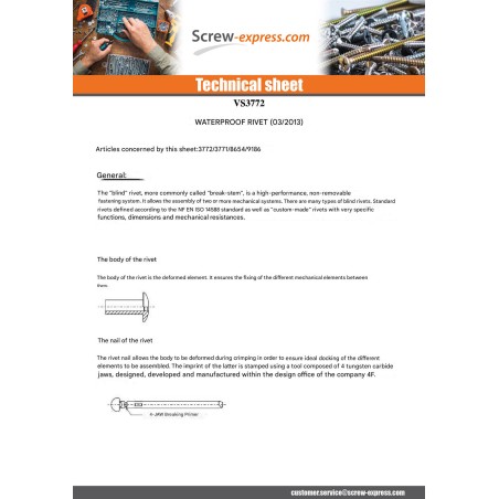 1 x Rivet Sealed Sealed Gostop Aluminum Steel Rod Flat Head 4.8X11