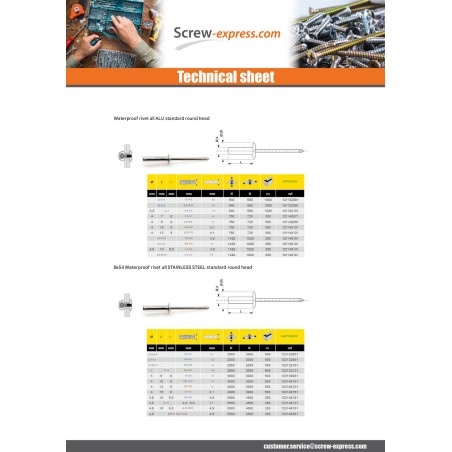 1 x Rivet Sealed Sealed Gostop Aluminum Steel Rod Flat Head 4.8X10