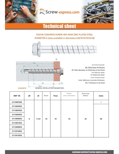 1 x Screw For Concrete Hexagonal Head Flange...