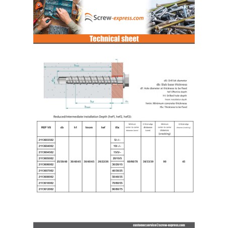 1 x Screw For Concrete Hexagonal Head Flange T10 6X60 Zinc Plated