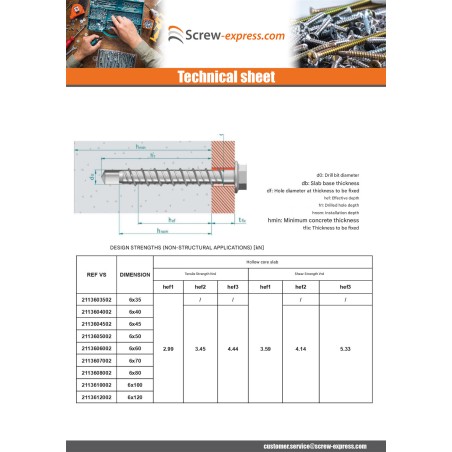 1 x Screw For Concrete Hexagonal Head Flange T10 6X100 Zinc Plated