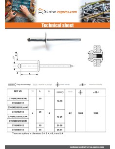 Blind rivets Aluminium Stahlgewinde 4X6 Thickness Of... 2