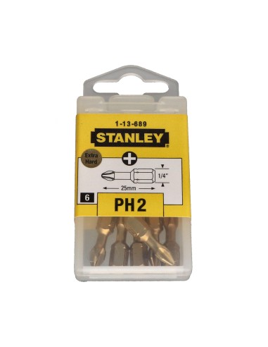 1 x Box of 6 Bit Phillips 2 STANLEY Length 25
