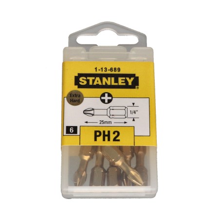 1 x Box of 6 Bit Phillips 2 STANLEY Length 25