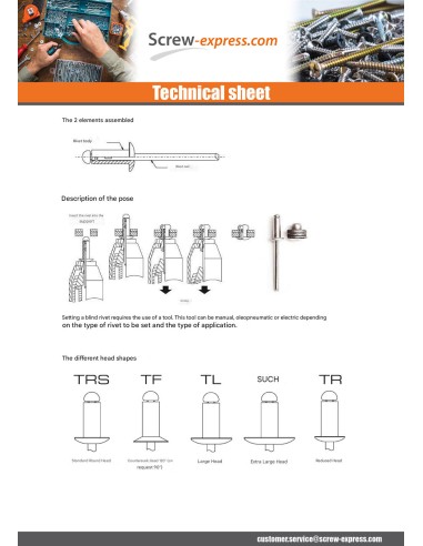 1 x Rivet Blind GOLIGHT ALU/ALU TRS 4.8X16