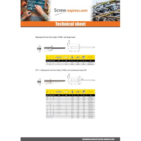 1 x Rivet Sealed GOSTOP Aluminum Steel Rod Flat Head 4X15