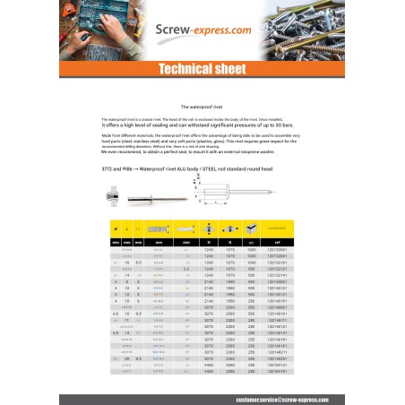 1 x Rivet Sealed GOSTOP Aluminum Steel Rod Flat Head 4X10