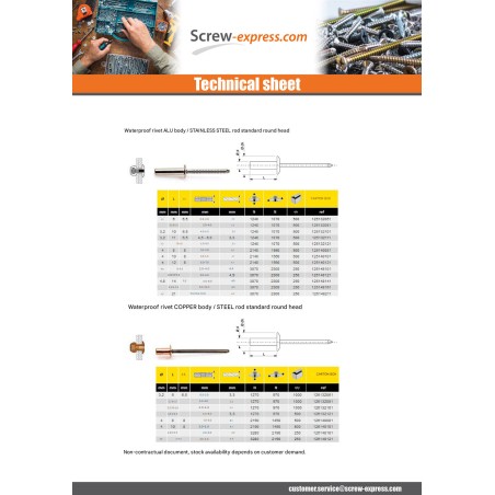 1 x Rivet Sealed GOSTOP Aluminum Steel Rod Flat Head 3.2X6