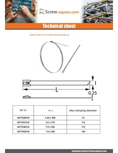 Hose clamp extra flat 4.6X200 Stainless Steel A2 2