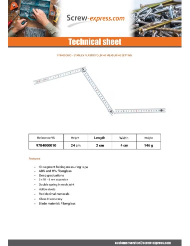 1 x Folding measure Plastic STANLEY 2 Meters