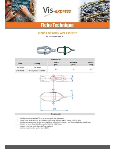 1 x Turnbuckle Linch Pin FENCE Ral6005/Noss...