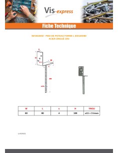 Pfostensockel form L 60X100X80 Zinc Plated 2