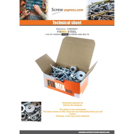 1 x Kilogram Of SCREWS MISCELLANEOUS In Steel FIXMIX