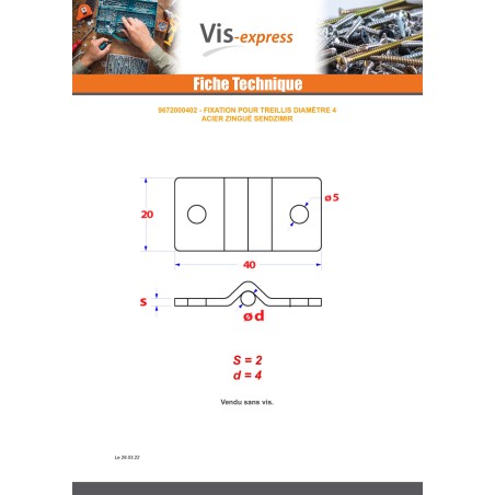 1 x Fixation Linch Pin rigid mesh fence Diameter 4 Zinc Plated