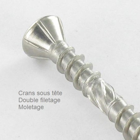 1 x Decking Screw TEKOR Double Thread Countersunk Head T25 5X60 cut Type 17 Drilling Point Stainless Steel A2