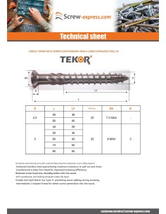 Decking Screw TEKOR Countersunk Head With Serration T25... 2
