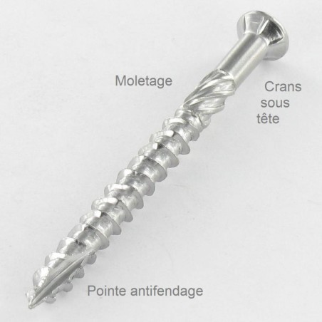 1 x Decking Screw TEKOR Pan Countersunk Head T15 4X40 cut Type 17 Drilling Point Stainless Steel Stainless Steel C1 AISI