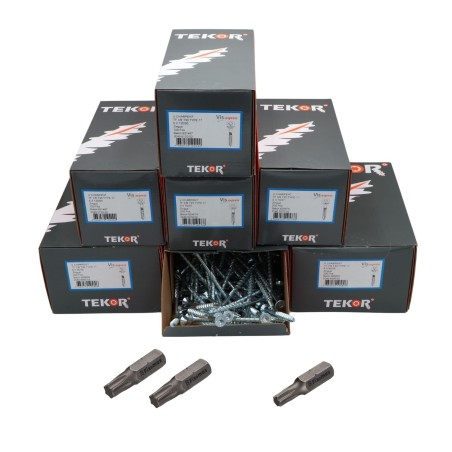1 x TEKOR PACK PRO 1200 Screw Countersunk Head With Serration Torx Carpenter Zinc Plated