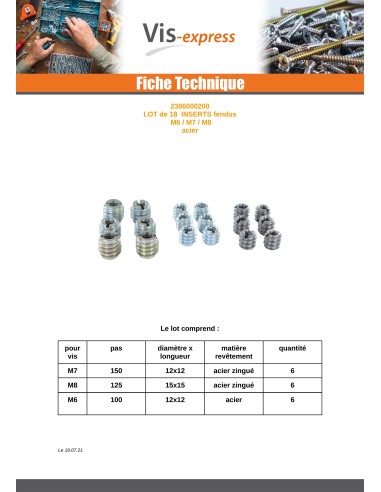 1 x Pack of 18 Self Tapping Insert Slotted...