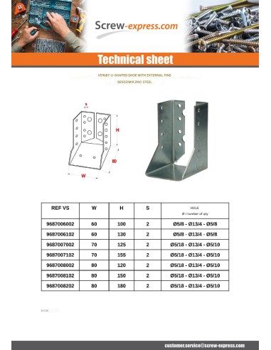 1 x Joist hanger U-shaped to Wings Internal...