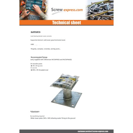 1 x Pfostensockel FIXED 140X140 Hot Dip Galvanized