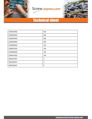 1 x TEKOR PACK PRO 1200 Screw Countersunk Head...