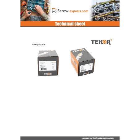1 x Decking Screw TEKOR Countersunk Head With Serration T20 4.5X50 cut Type 17 Drilling Point Stainless Steel A2