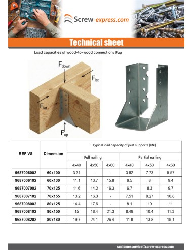 1 x Joist hanger U-shaped to Wings Internal...