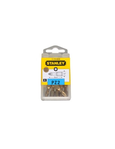 1 x Box of 6 Bit Pozi PZ2 STANLEY Length 25