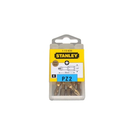 1 x Box of 6 Bit Pozi PZ2 STANLEY Length 25