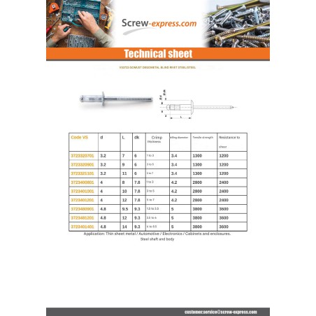 1 x Rivet Blind GOMUST Steel TRS 3.2X9