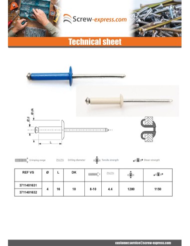 1 x Peel Rivet GOSTAR Aluminum Steel Rod 4.8X35