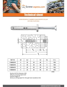 Hammer Plug Nylon Collar Fischer with nail N8X80-40F 2