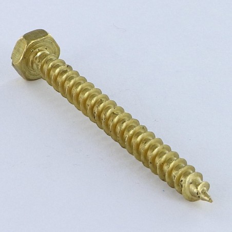 1 x Coach Screws/Hexagonal Head Wood Brass 6X60 THREAD TOTAL T.FEND