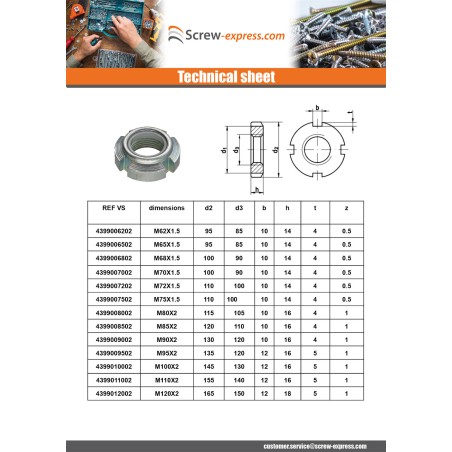 1 x Slotted nut Zinc Plated M60 Pitch 150