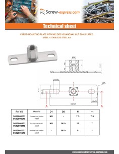 Fastening plate With Hexagonal nut M10 Zinc Plated 2