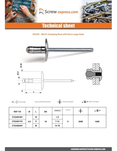 1 x Multigrip blind rivets Aluminum Steel Rod...