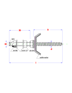 Screw Sadle for solar panel M10 Total Lengh 250 Stainless... 2