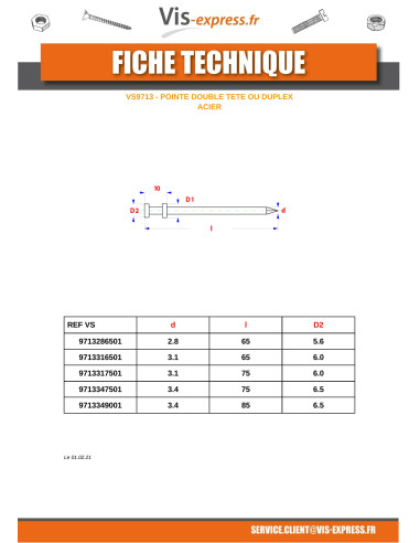 1 x Kg of nails Double Head Steel 3.1X65