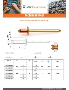 Rivet TRS copper rod brass 3.8X12 2